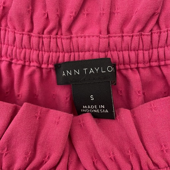Ann Taylor | Pink Puff Sleeve Tie Waist Midi Flare Cottagecore Dress Small - Picture 10 of 11